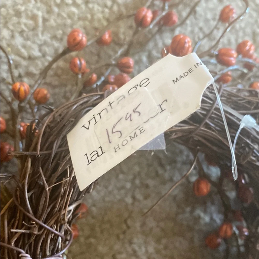 Faux Floral Orange and Brown Accent Wreath